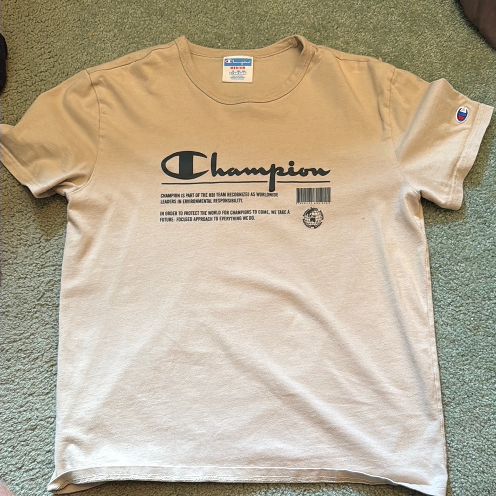 Champion Beige Short Sleeve Men's Tee